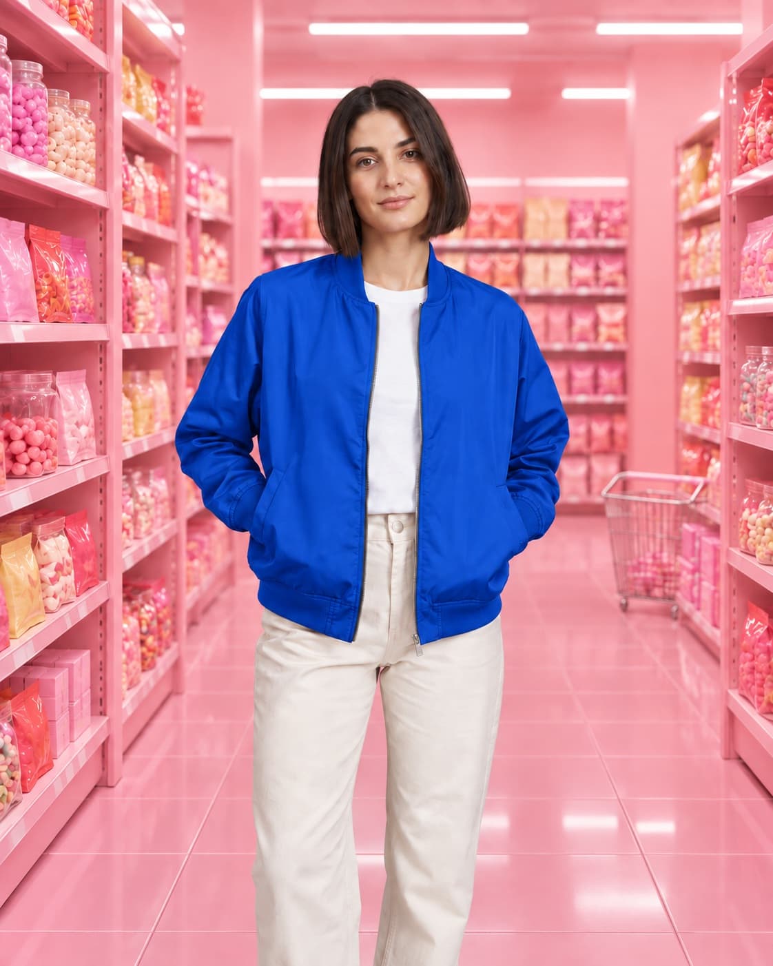 Fashion reference with a cobalt jacket